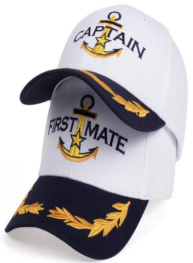 ZUYYON 2 Pcs Captain Hat and First Mate Hat Set Matching Skipper Boating Baseball Caps Nautical Marine Sailor Embroidered Cap(White) - Image 5